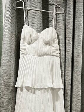 Lulu's Cascading Crush White Tiered Bustier Midi Dress